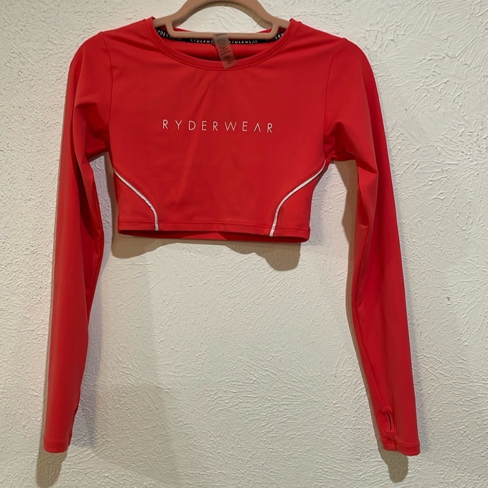 NWOT Ryderwear Watermelon Glow Long Sleeve Crop Top Size XS
